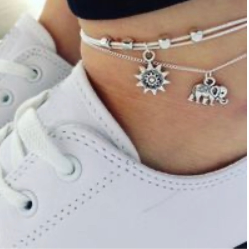 Elephant Sun Pendant Multi-layer beach Anklet